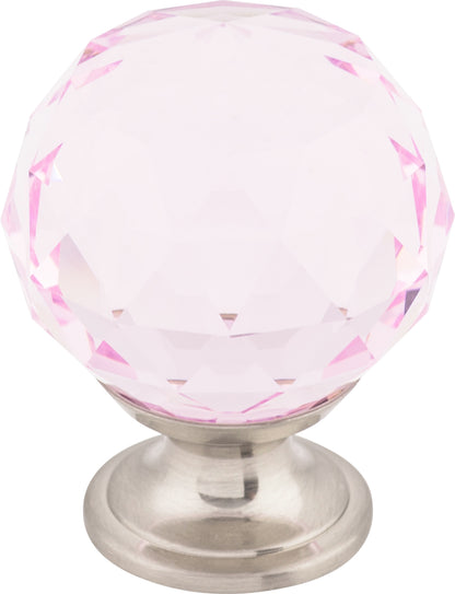 Pink Crystal Knob 1 3/8 Inch