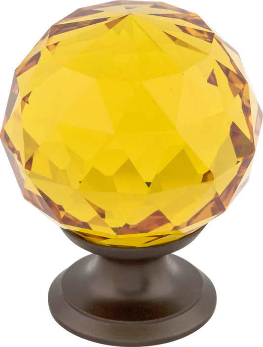Amber Crystal Knob 1 3/8 Inch